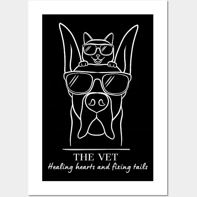 Dog and cat. The vet: Healing hearts and fixing tails Wall Art by Kuchinska design